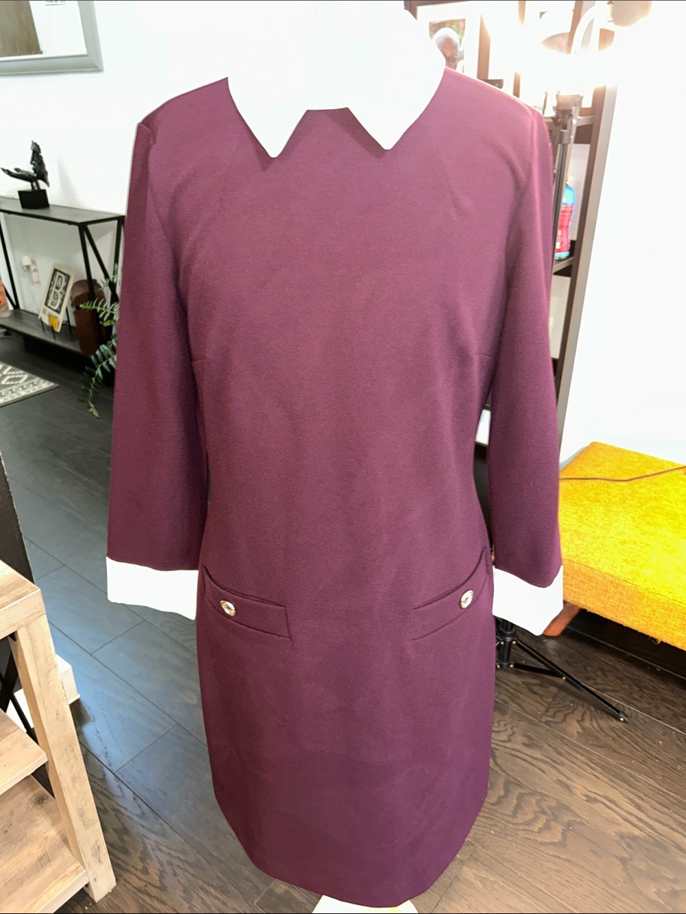 Tommy Hilfiger Maroon Dress with Gold Zip